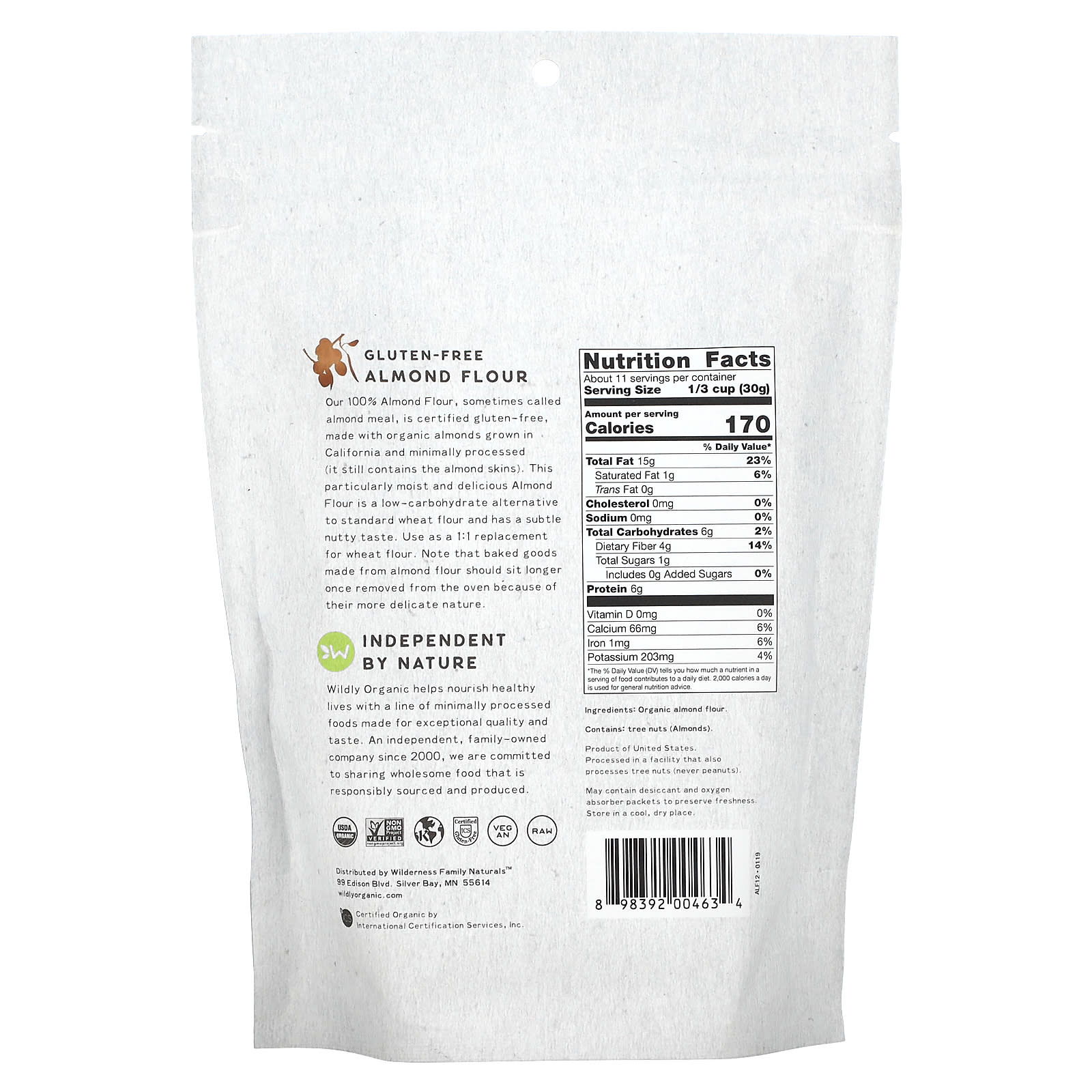 Wildly Organic, Gluten-Free Almond Flour, 12 oz (340 g) - B07692TH6Z