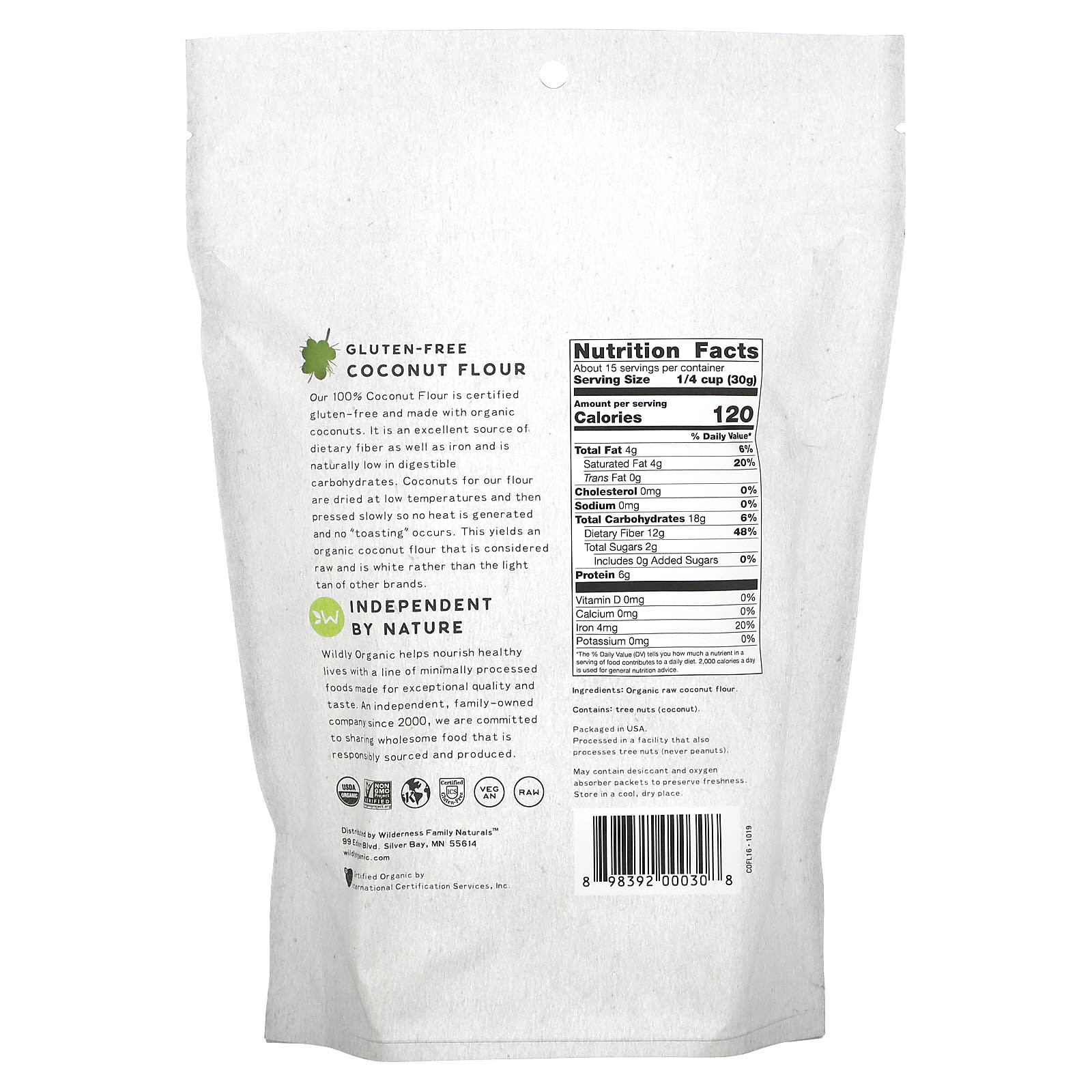 Wildly Organic, Gluten-Free Coconut Flour, 16 oz (454 g) - B07RJ31QGP