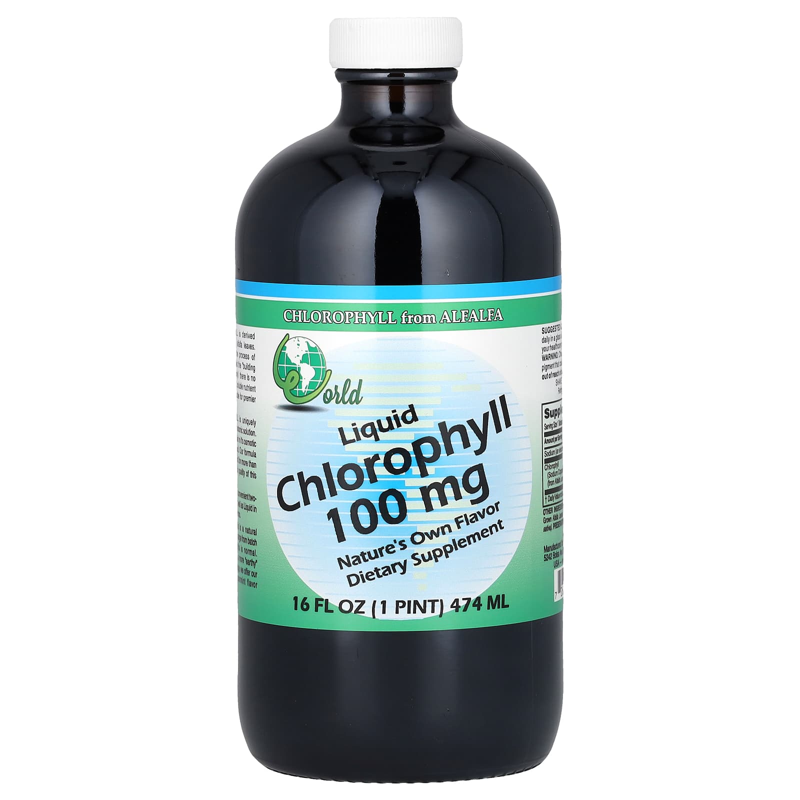 World Organic, Liquid Chlorophyll, 100 mg, 16 fl oz (474 ml) - B00014D836