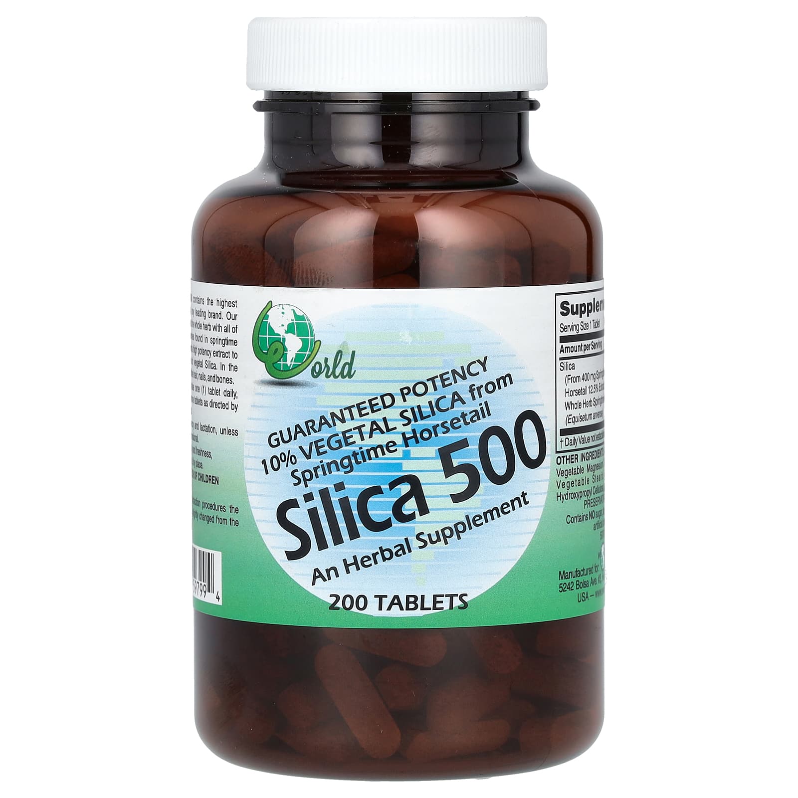 World Organic, Silica 500, 200 Tablets - B00016X1I6