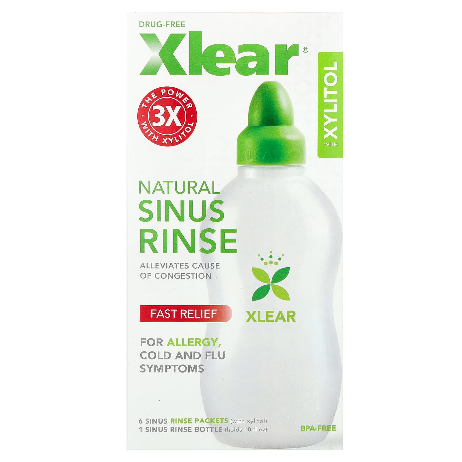 Xlear, Natural Sinus Rinse with Xylitol, 1 Kit - B00C2RIAU6