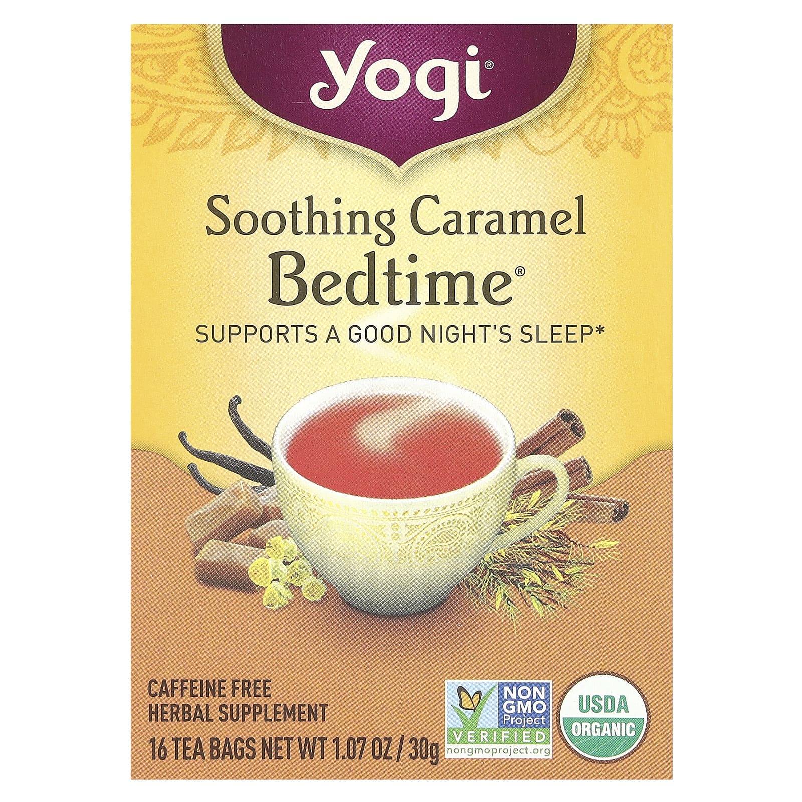 Yogi Tea, Bedtime, Soothing Caramel, Caffeine Free, 16 Tea Bags, 1.07 oz (30 g) - B005OS39W4