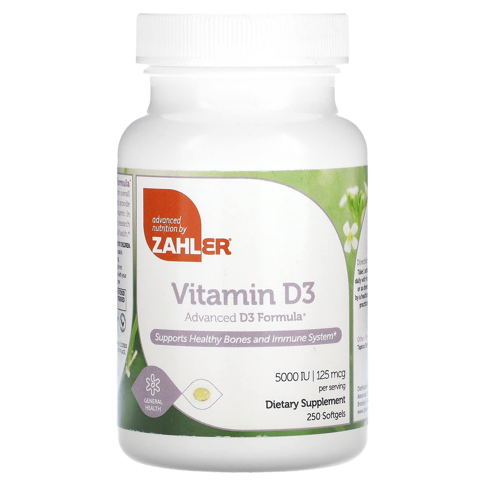 Zahler, Vitamin D3, Advanced D3 Formula, 125 mcg (5,000 IU), 250 Softgels - B00D9RP9QQ