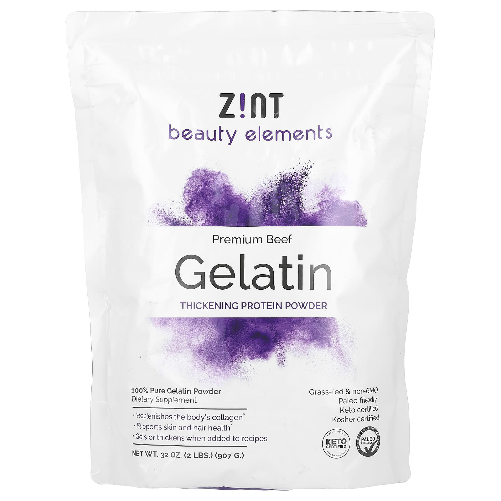 Zint, Gelatin Thickening Protein Powder, Premium Beef, 2 lbs (907 g) - B0128721KY