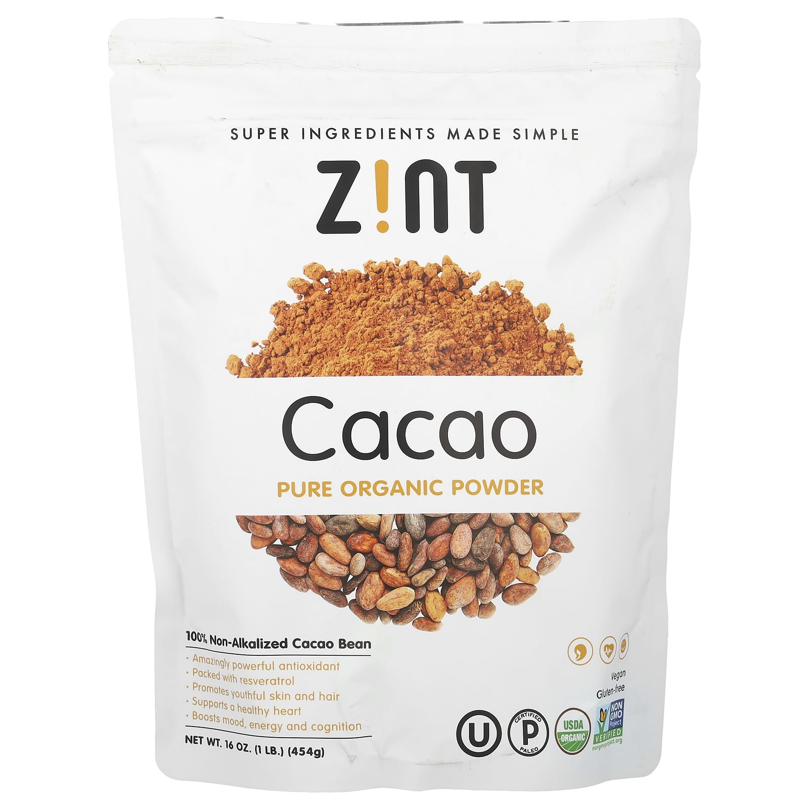 Zint, Pure Organic Cacao Powder, 16 oz (454 g) - B0756MQQX6