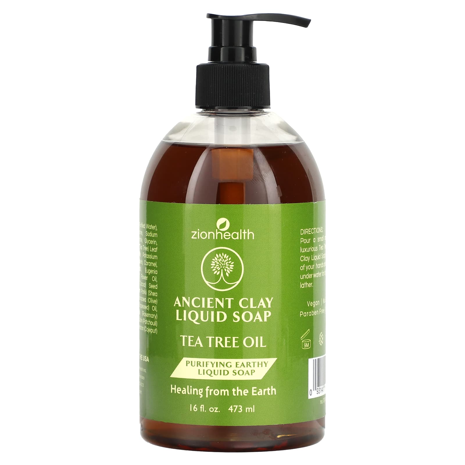 Zion Health, Ancient Clay Liquid Soap, Tea Tree Oil, 16 fl oz (473 ml) - B09V1VYB3W