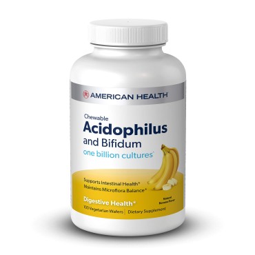 American Health Chewable Acidophilus and Bifidum, Natural Banana Flavor - B000PHR0D8