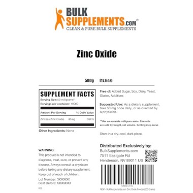 Bulk Supplements Zinc Oxide - B00F7VQNMG