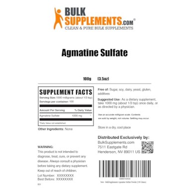 BulkSupplements Agmatine Sulfate Powder - B00PZ5WXWI