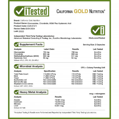 California Gold Nutrition Glucosamine Chondroitin MSM Plus Hyaluronic Acid - B075SNSNX2