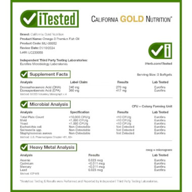 California Gold Nutrition Omega-3 Premium Fish Oil - B00ZNSHMJG