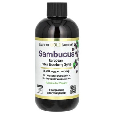 California Gold Nutrition Sambucus European Black Elderberry Syrup - 