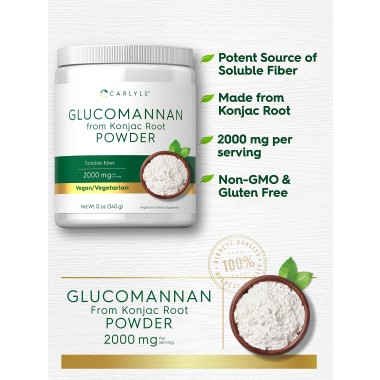 Carlyle Glucomannan 100% Pure Powder from Konjac Root - B07G7H3R7Q