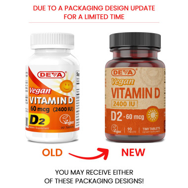 Deva Vegan Vitamin D, D2, 2400 IU - B005NZ636M