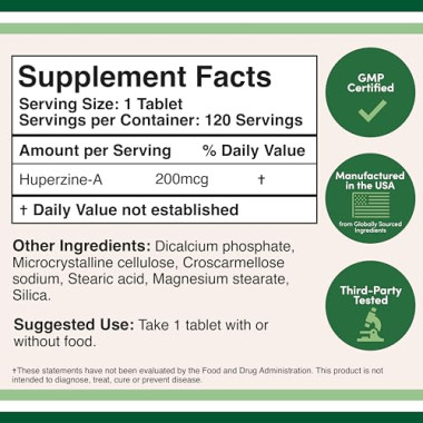 Double Wood Supplements Huperzine A Support Memory and Focus - B0767MS2KF