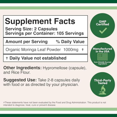 Double Wood Supplements Moringa Organic & Vegan - B07ZWFRCX2