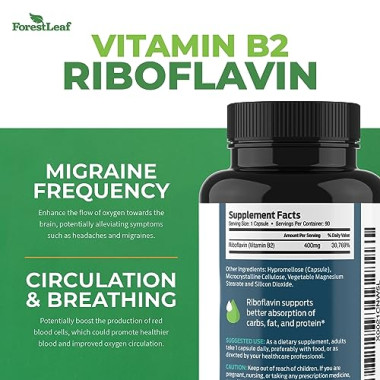 Forest Leaf Vitamin B2 Riboflavin Promotes Healthy Nervous System - B07NF6B6Y1