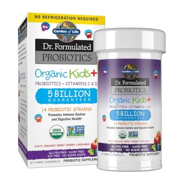 Garden of Life Dr. Formulated Probiotics Organic Kids +Probiotics + Vitamins C & D 5 Billion - B074JLL5KS