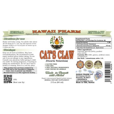 HawaiiPharm Cat's Claw Non-Alcoholic Liquid Extract - B01AEALQI0