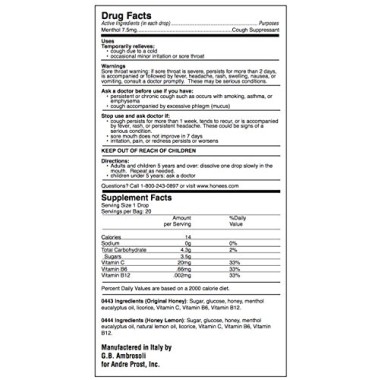 Honees Honey Lemon Menthol Cough Drops - B01AT30264