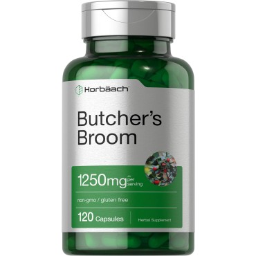 Horbäach Butcher's Broom Max Potency Non-GMO, Gluten Free - B07QB58GBB