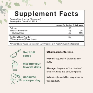 Micro Ingredients Psyllium Husk Organic Natural Fiber - B07RD8TVDG