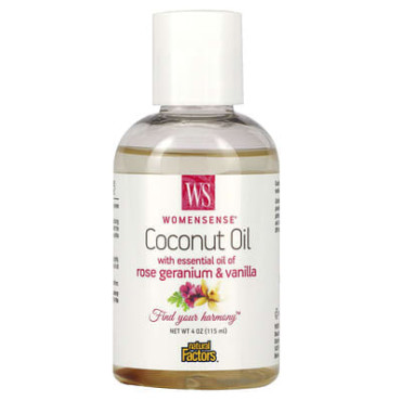 Natural Factors WomenSense Coconut Oil with Essential Oil of Rose Geranium & Vanilla - 