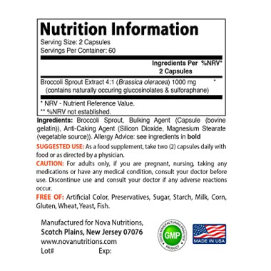 Nova Nutritions Broccoli Sprout Extract Sulforaphane Glucosinolate - B00Q745U12