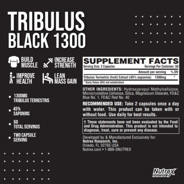 Nutrex Research Tribulus Black 1300 Testosterone Support - B07HFDK5VB