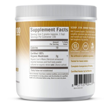 Organic Mushroom Nutrition Lion's Mane Mushroom Powder - B00N6544EO