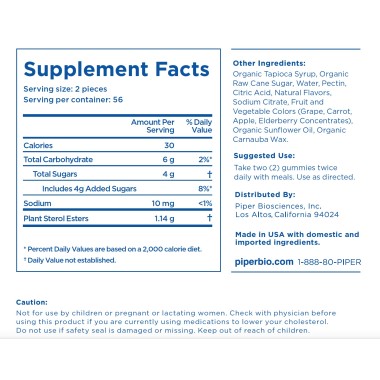 Piper Biosciences Plant Sterols Clinical Strength Gummies - B06XR4WLYY