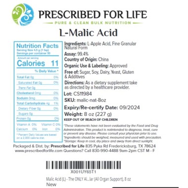 Prescribed For Life Malic Acid Vital Organ Support - B00I0WYR8Q
