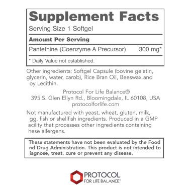 Protocol For Life Balance Pantethine Supports Healthy Serum Lipids - B003PQR4Z0