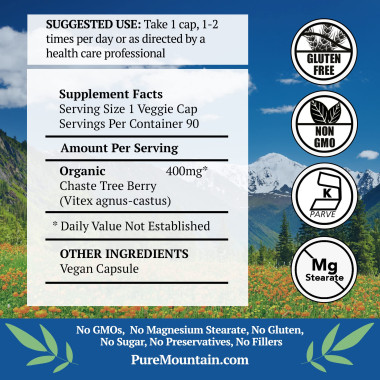 Pure Mountain Botanicals Chaste Berry (Vitex) Organic - B014V3P27M