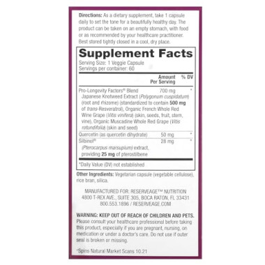 Reserveage Nutrition Resveratrol Pterostilbene - B007P79OT4