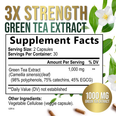 SilverOnyx Green Tea Extract 98% 1000mg with EGCG - B072WGGW2X