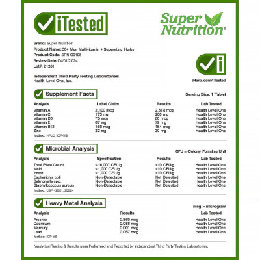 Super Nutrition SimplyOne 50+ Men Triple Power Multivitamins - B003O1S6G2
