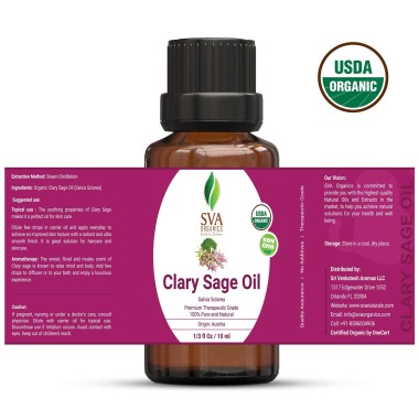 SVA Organics Clary Sage Oil Salvia Sclarea - B07MCVDHQD