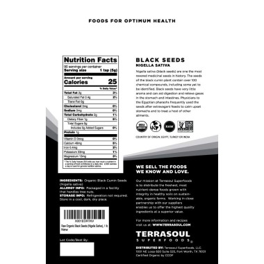 Terrasoul Superfoods Organic Black Cumin Seeds - B072F4RL5T