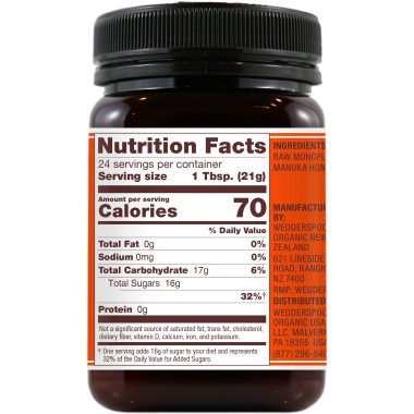 Wedderspoon Raw Monofloral Manuka Honey KFactor 16 - B014AP5JUG