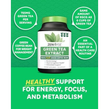 Zenwise Health Caffeine-Free Green Tea Extract with EGCG + Vitamin C - B00RH5I8U0
