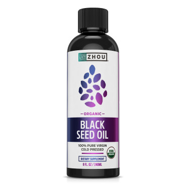 Zhou Nutrition Organic 100% Pure Virgin Black Seed Oil Cold Pressed - B076CQXRND